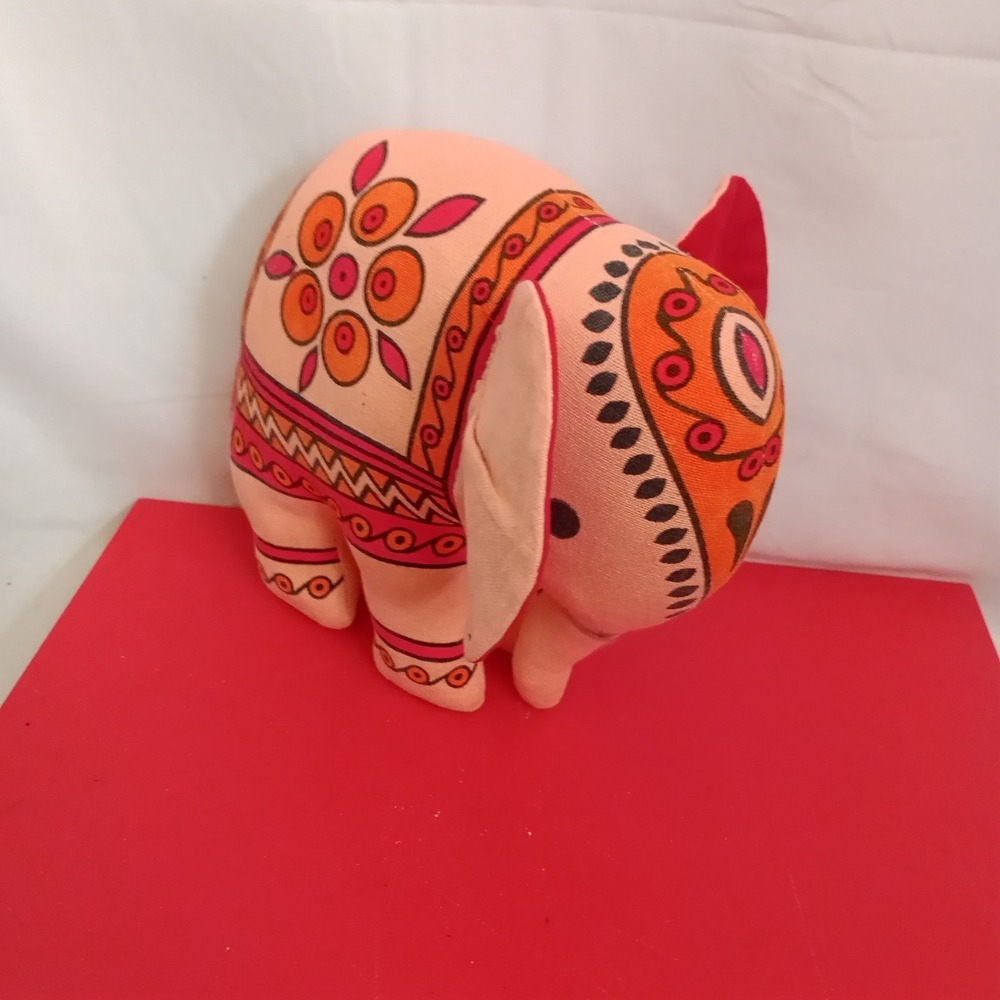 TRADES OF HOPE INDIA LUCK & PROSPERITY SELF STANDING FOLK ART PLUSH ELEPHANT